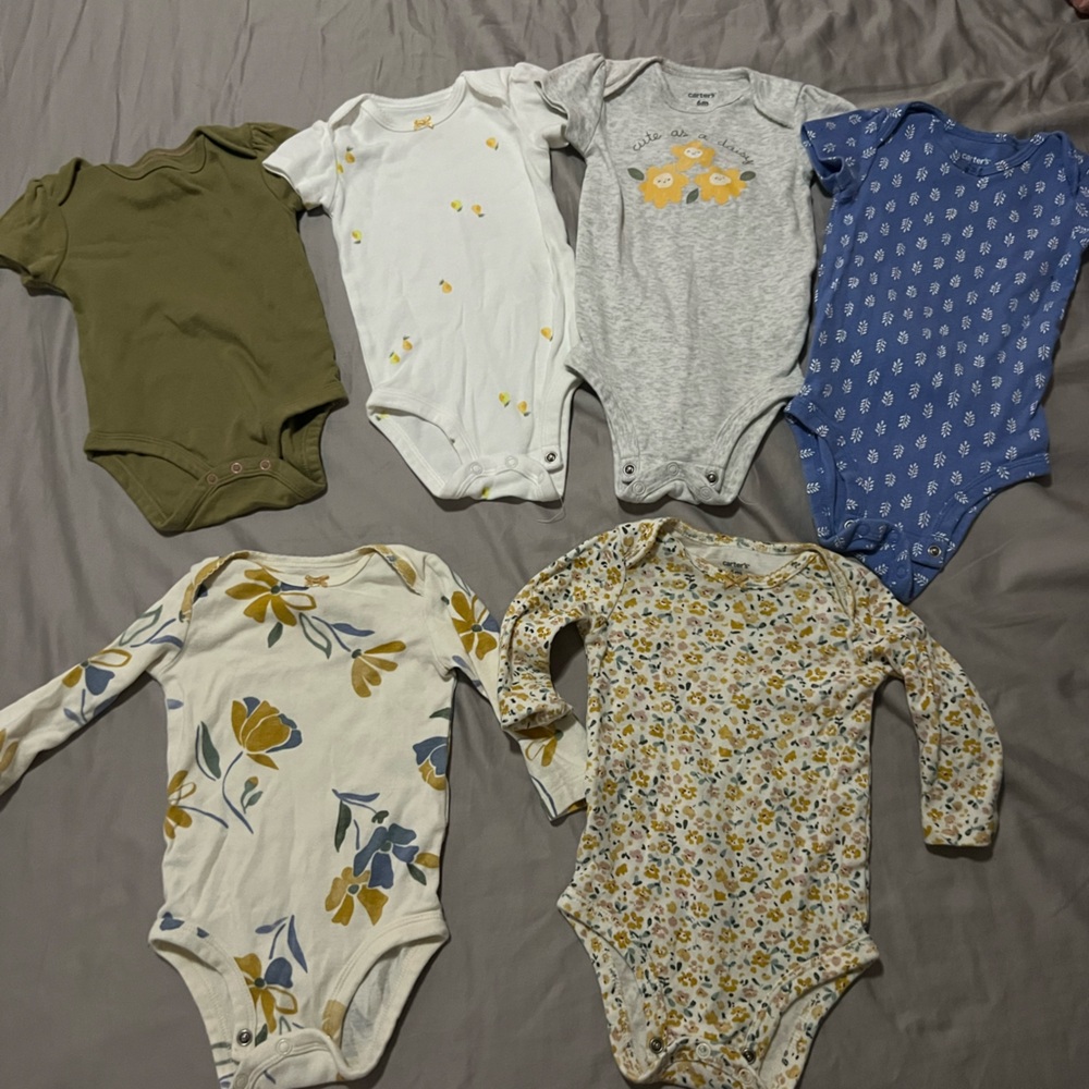 3-6 month baby girl bundle, sleepers and onesies